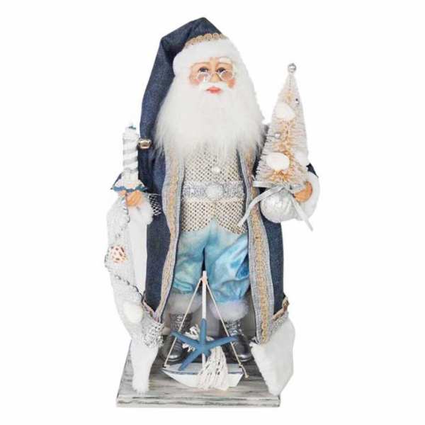 Decorative Santa figurine holding nautical ornaments