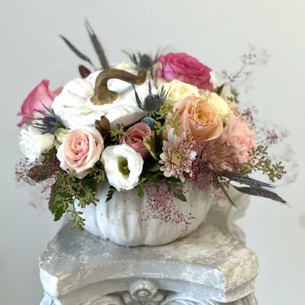 White Pumpkin Delight by Westford Florist Art by Veny