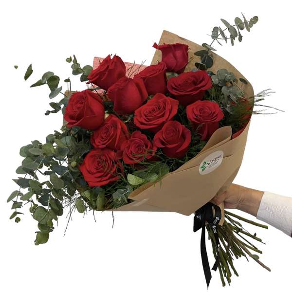 1 Dozen Red Roses Wrapped Bouquet