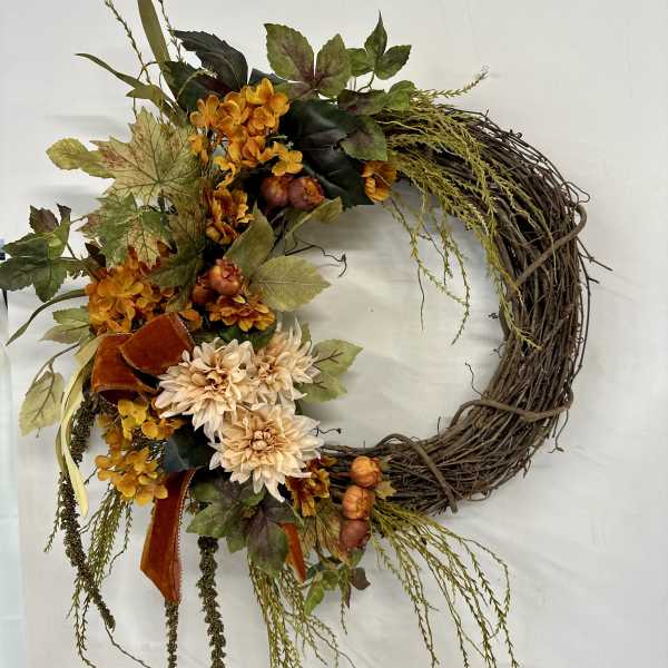 Rustic Elegance Silk Wreath by Westford Florist Art by Veny