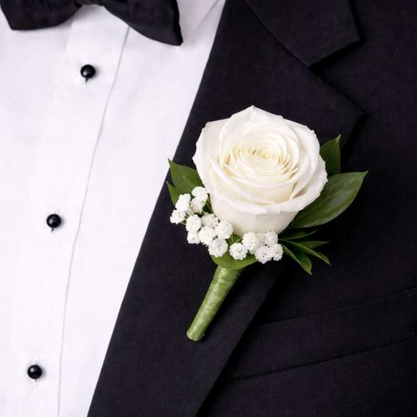 Boutonniere with White Rose