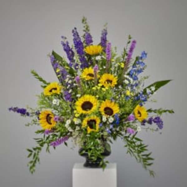 Sunflower Fields Sentiments Pedestal Display