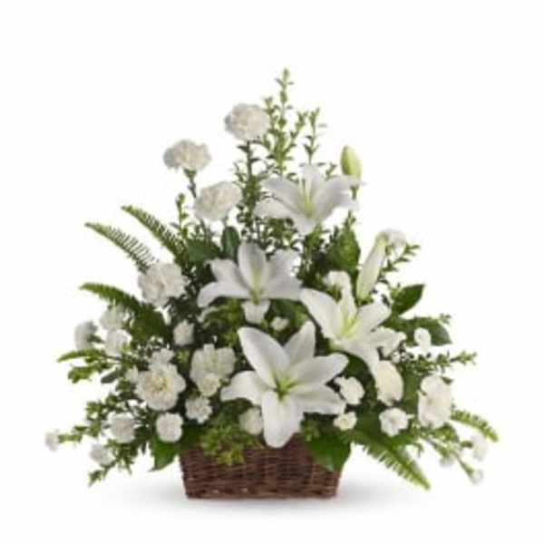 Peaceful White Lilies Basket