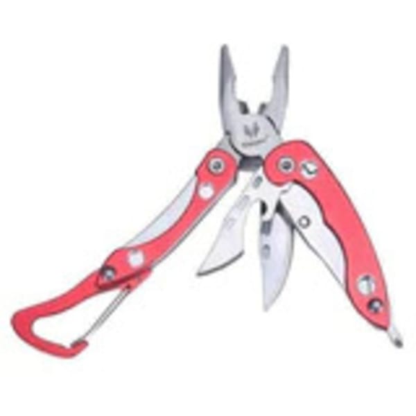 Red-handled pruning shears on a white background