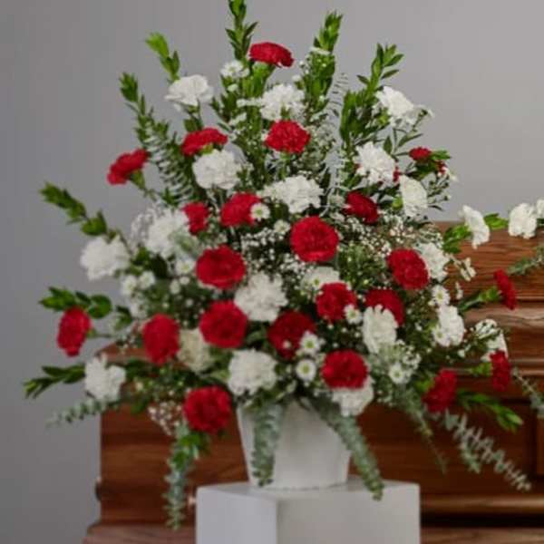 Large Red and White Carnation Tribute
