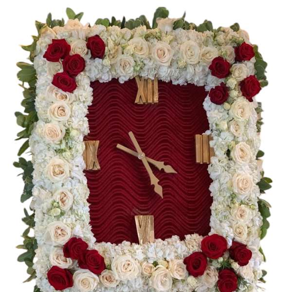 Red and White Square Clock