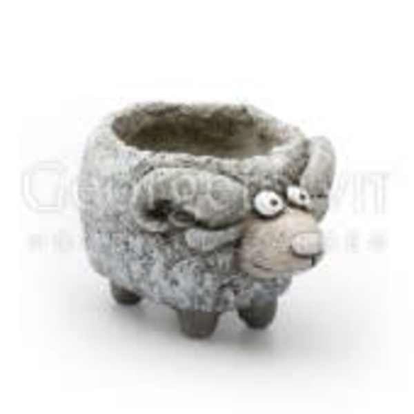 Small gray animal-shaped planter with a wide opening