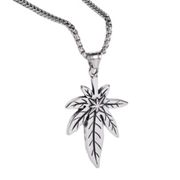 Silver leaf pendant necklace on a chain