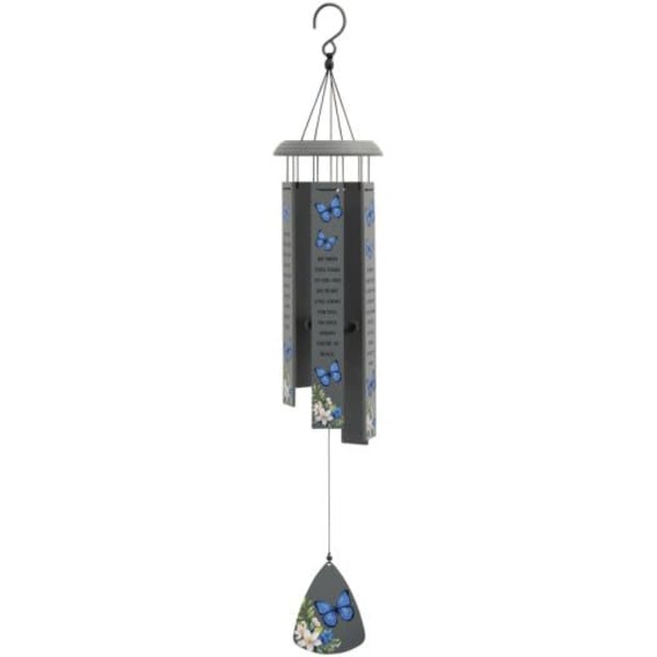 Hanging metal wind chime with butterfly and flower decorations
