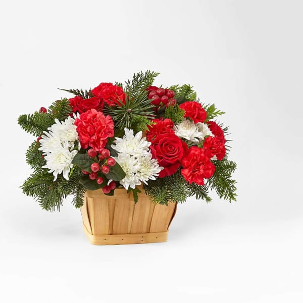 Christmas centerpiece in a basket