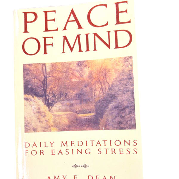 Book cover reading "Peace of Mind" with a landscape image