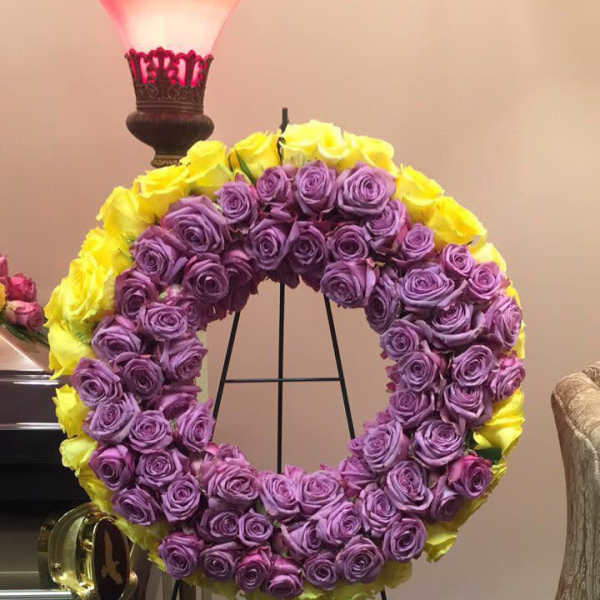 All roses multi colored round wreath