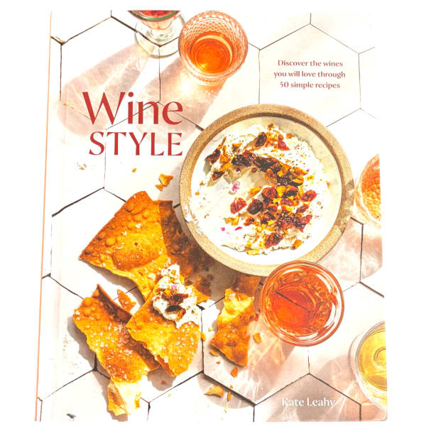 Wine cookbook cover with glasses and plated food