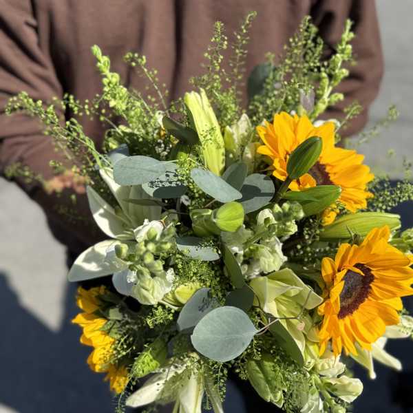Sunflower & White Lily Bouquet Bridal Bouquet