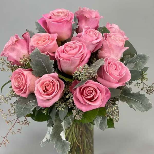 One Dozen Light Pink Roses