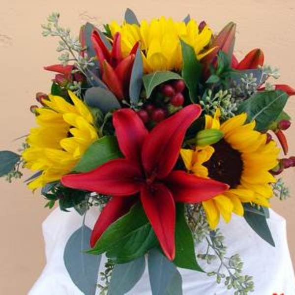 Sunflowers and Lillies