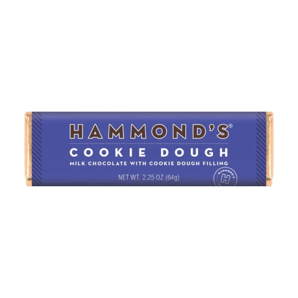 Chocolate bar wrapper labeled Hammond's Cookie Dough