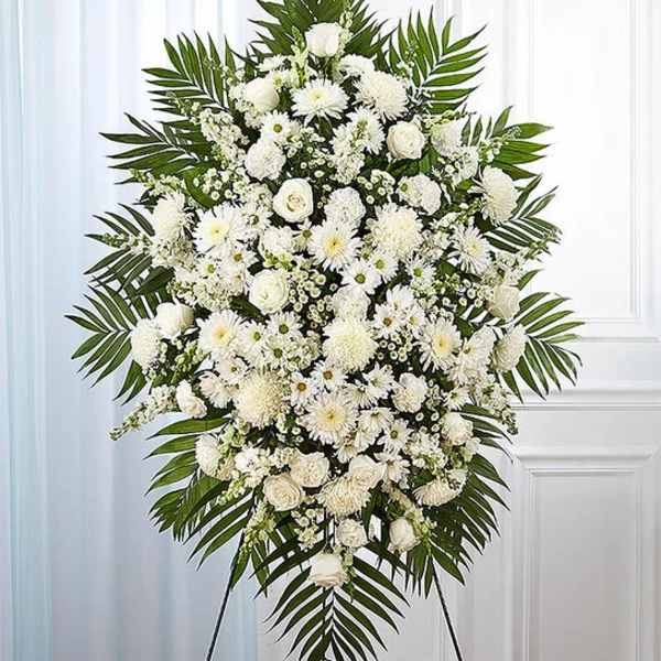 White Funeral Standing Spray