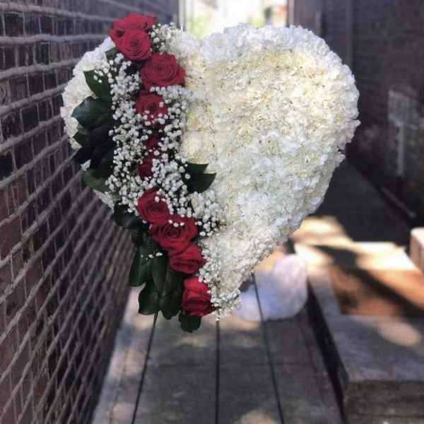 Roses and Carnation Standing Heart