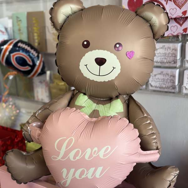 ILOVEU Pink Box with Cute ILOVEUTeddyBear Balloon
