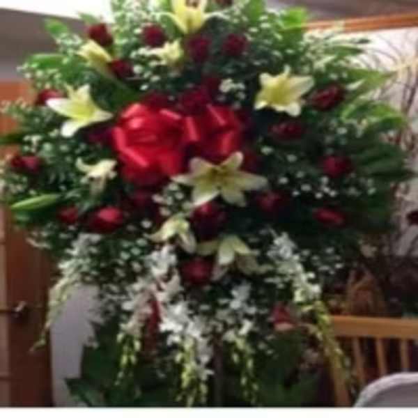 Crimson & Ivory Tribute Standing Spray