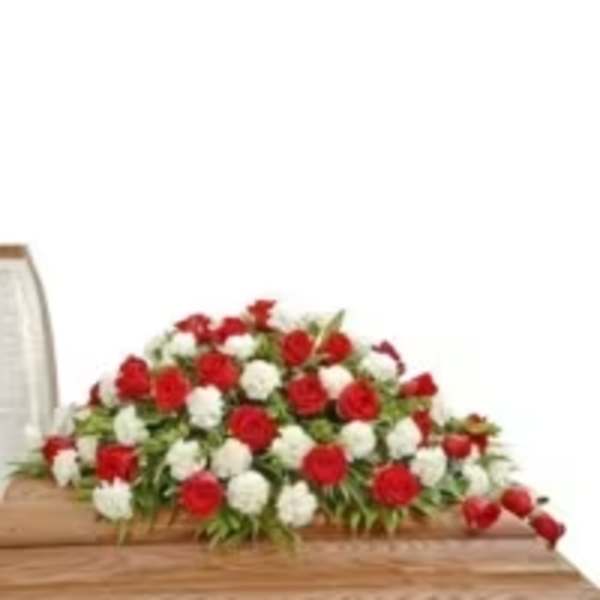 Classic Red & White Casket Spray