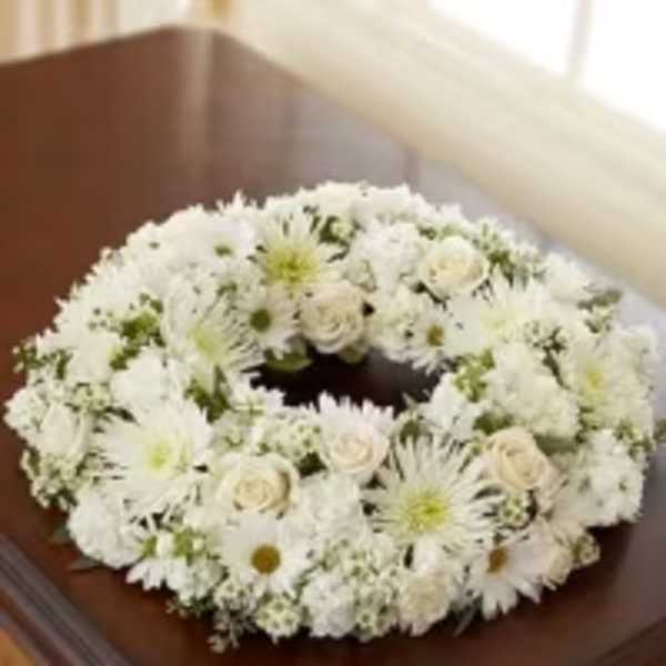 White Cremation Wreath