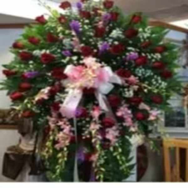 Crimson Orchid & Liatris Tribute Standing Spray