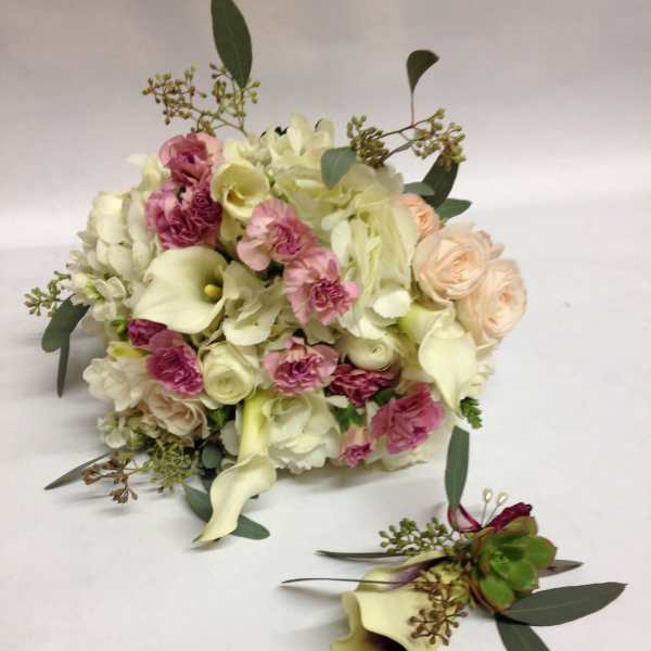 Affectionate and Blush Bridal Bouquet & Boutinierre Duo (Pre-order)