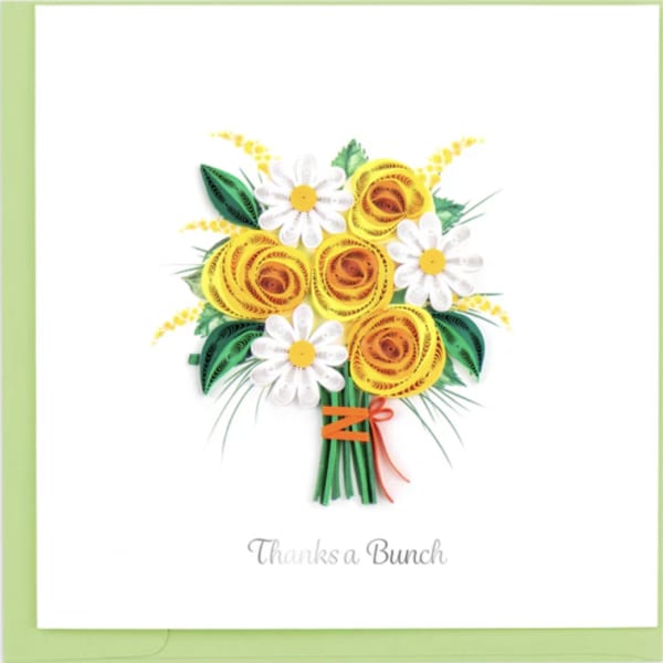 Paper bouquet card with yellow and white flowers