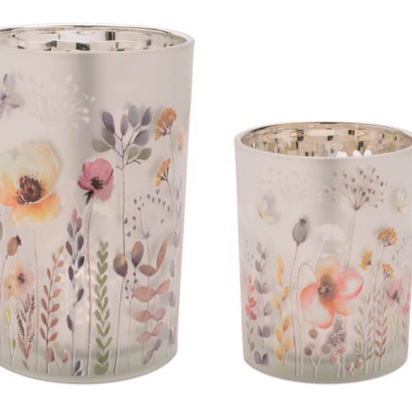 Floral Print Candle Holder Vase