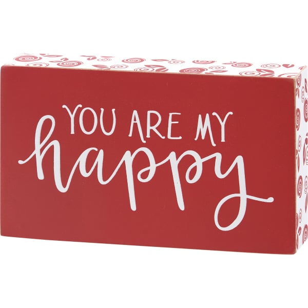 Red gift box with the words "you are my happy"