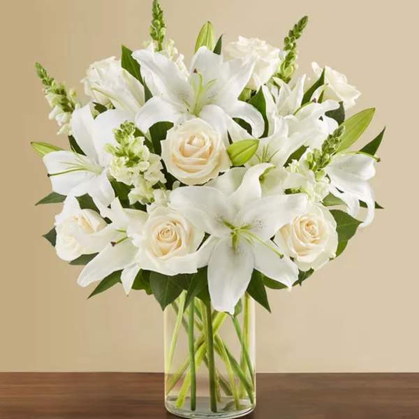 Classic All White Arrangement for Sympathy
