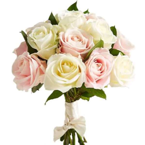 Ivory and Pink Roses Wedding Bouquet