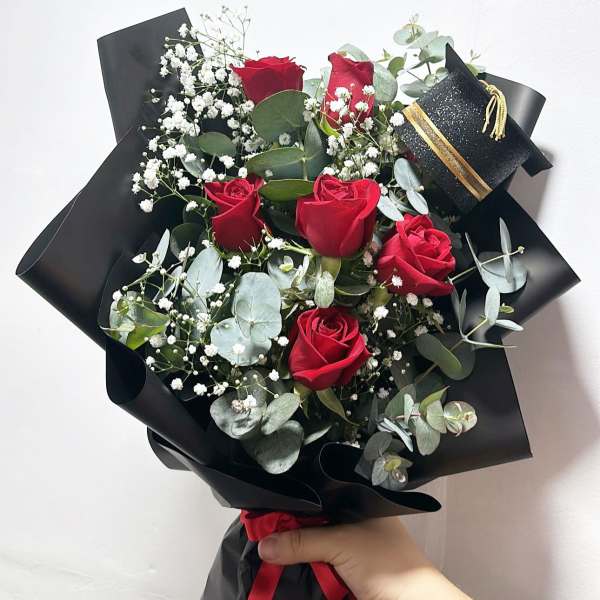 6 Red Roses Grad Arranged