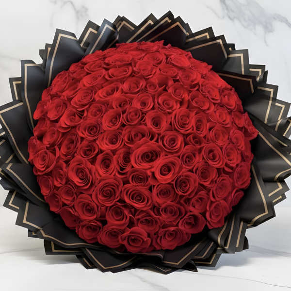 Grand Red Roses Wrapped Bouquet (100, 150, 200 Roses)