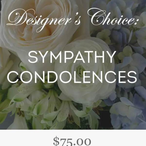 White floral sympathy arrangement with roses and hydrangeas