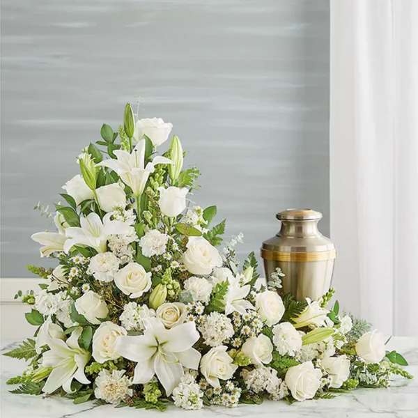 Asymetrical Cremation Arrangement- All White