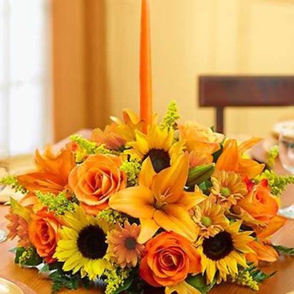 Fall centerpiece with candles