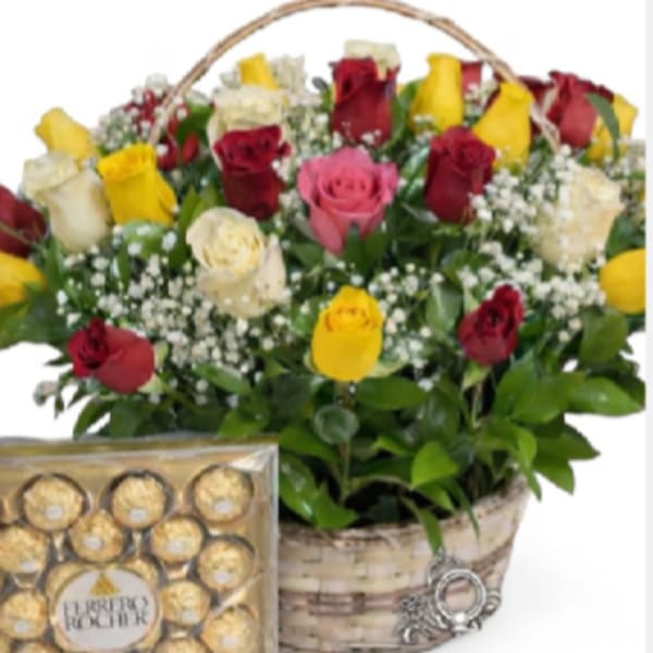 Golden Love Rose Basket
