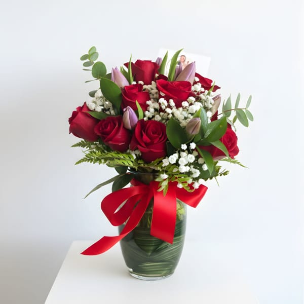 Romantic Garden Rose & Tulip Arrangement