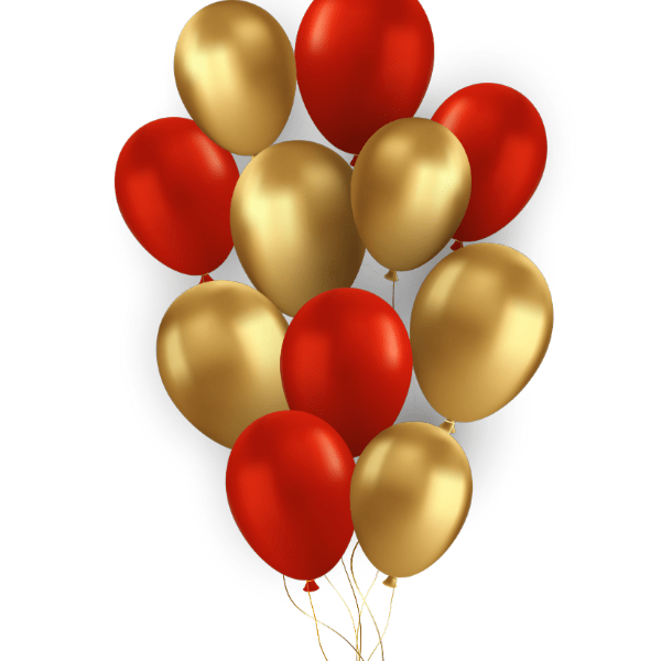 Gold and Red Latex Balloon