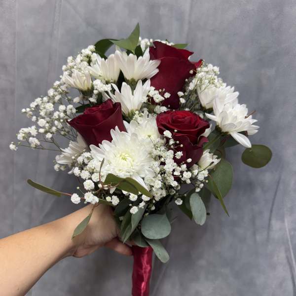 Prom red & white bouquet