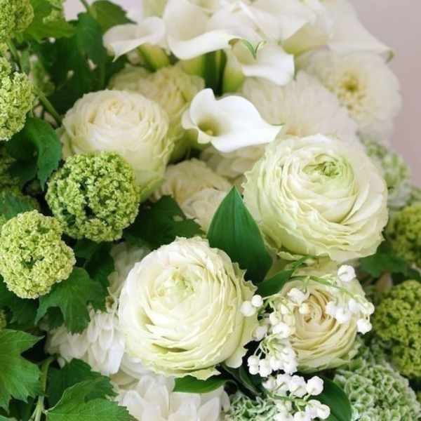 Custom white and green floral