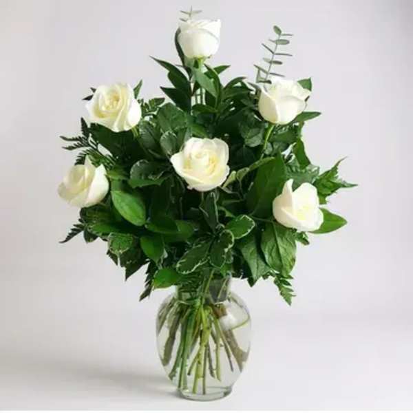 Half Dozen White Roses
