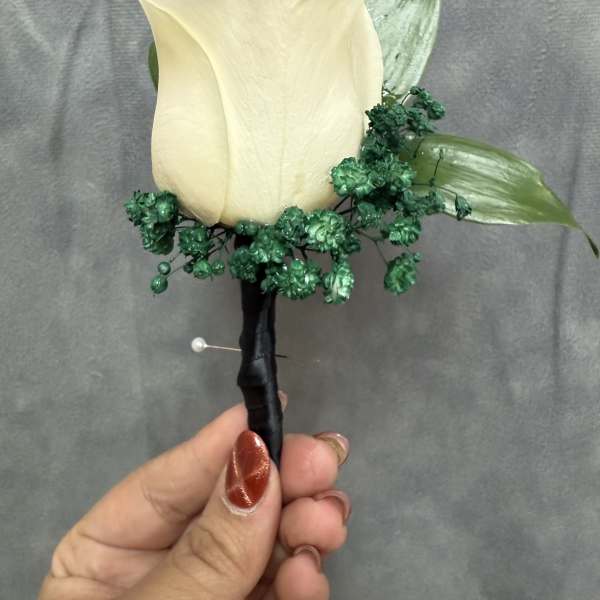 Emerald Green Black White Boutonnière