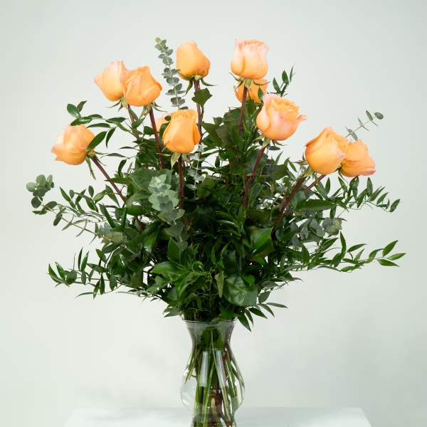 12 Peach Roses