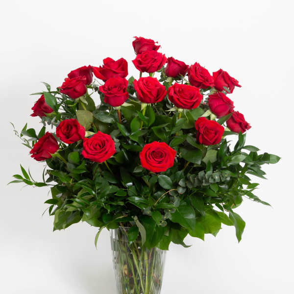 Two dozen long stem red roses