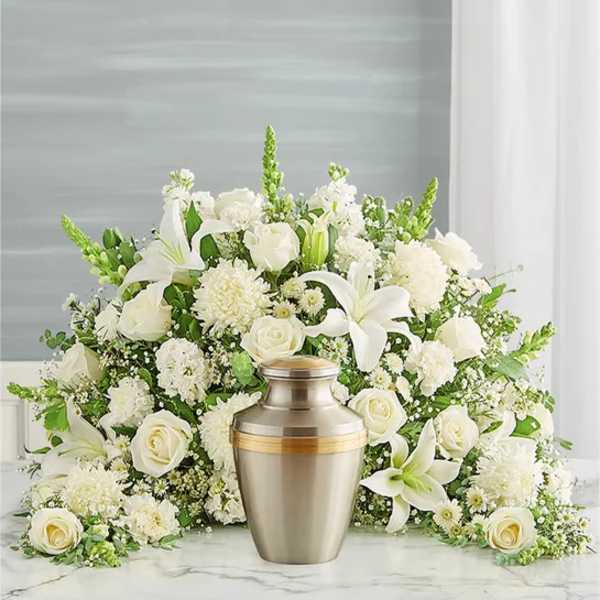 Crescent Cremation Arrangement- All White