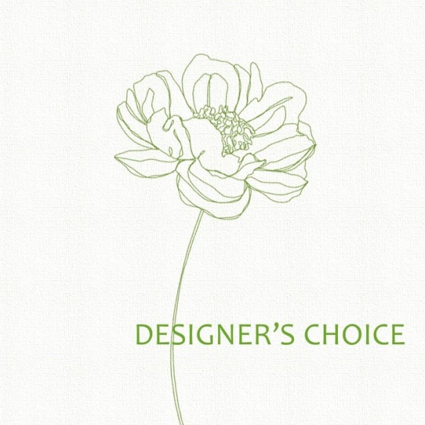 Minimal line drawing of a flower with the words "Designer’s Choice"